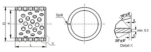 Метрическая цилиндрическая oilless модель размера кустов